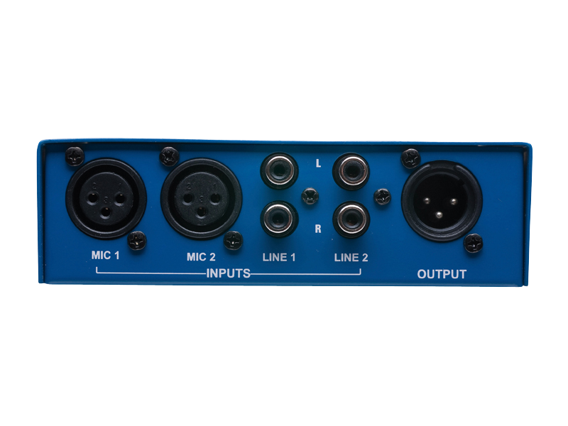 Australian Monitor MIXEDUP 4 channel passive mixer. Features 2 balancedanced XLR mic level inputs and 2 dual RCA line inputs to single 2 Australian Monitor MIXEDUP 4 channel passive mixer. Features 2 balancedanced XLR mic level inputs and 2 dual RCA line inputs to single - Billede 2
